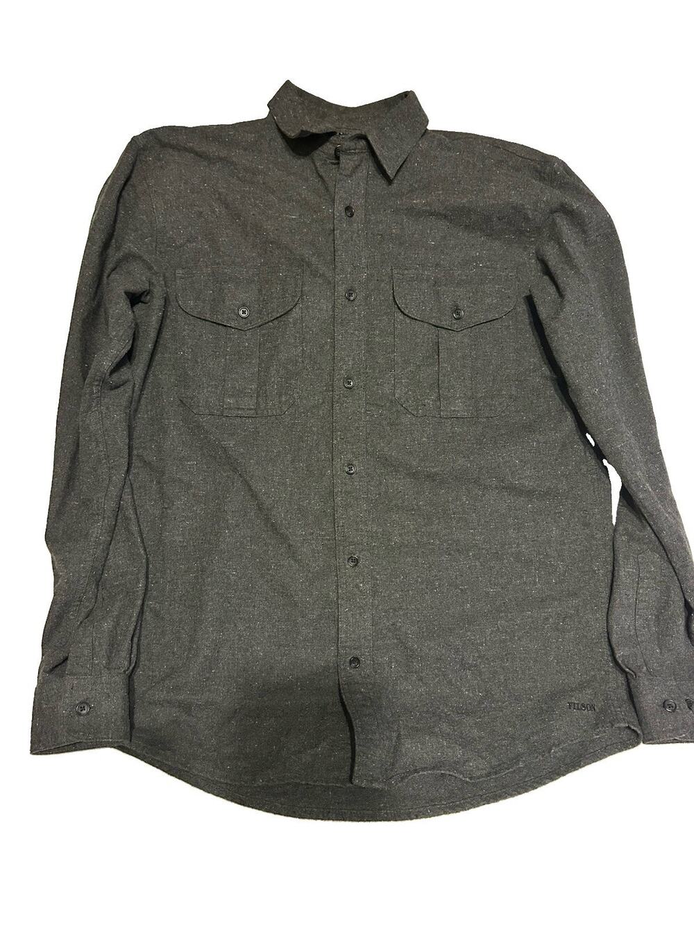 Filson Alaskan Guide Shirt Men's Med Long Gray Cotton Flannel Casual Button Down